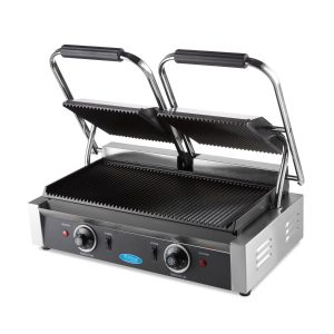 Kontaktgrill - Rillet - Dobbelt Grillplade - 2 x 22cm