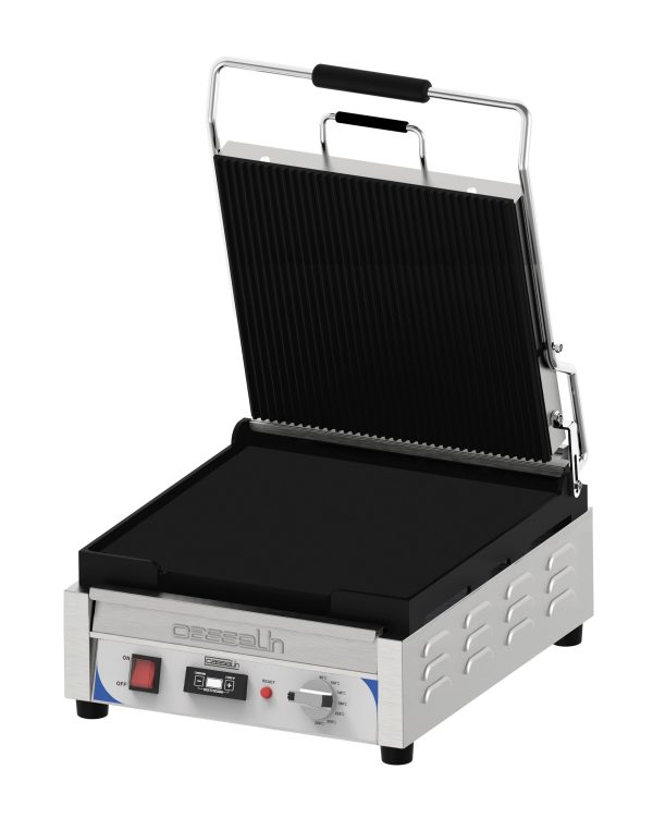 Kontaktgrill Premium rillet - glat med timer - XL