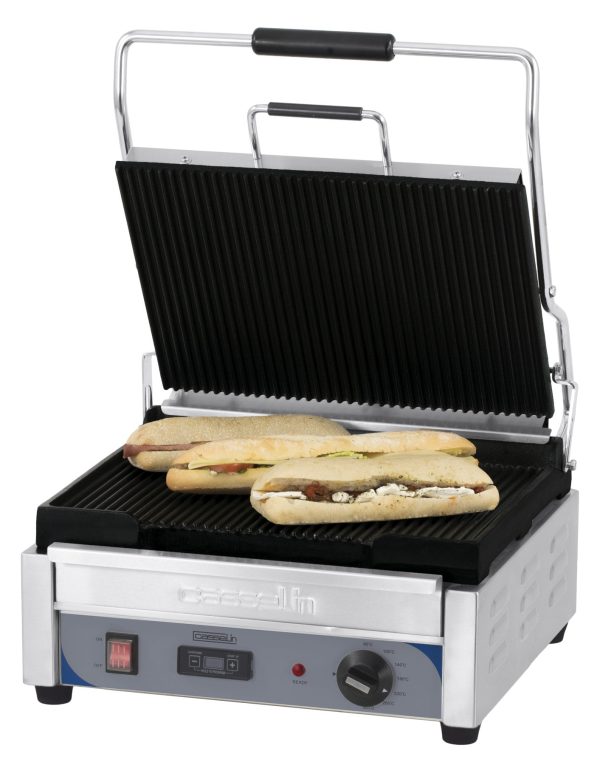 Kontaktgrill Premium stor rillet - rillet med timer